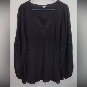 Avenue sz 22/24 Black Lace Gauzy Boho Tunic
